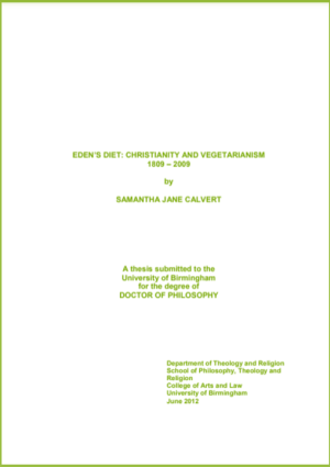 Eden's Diet - Christianity and Vegetarianism 1809 - 2009